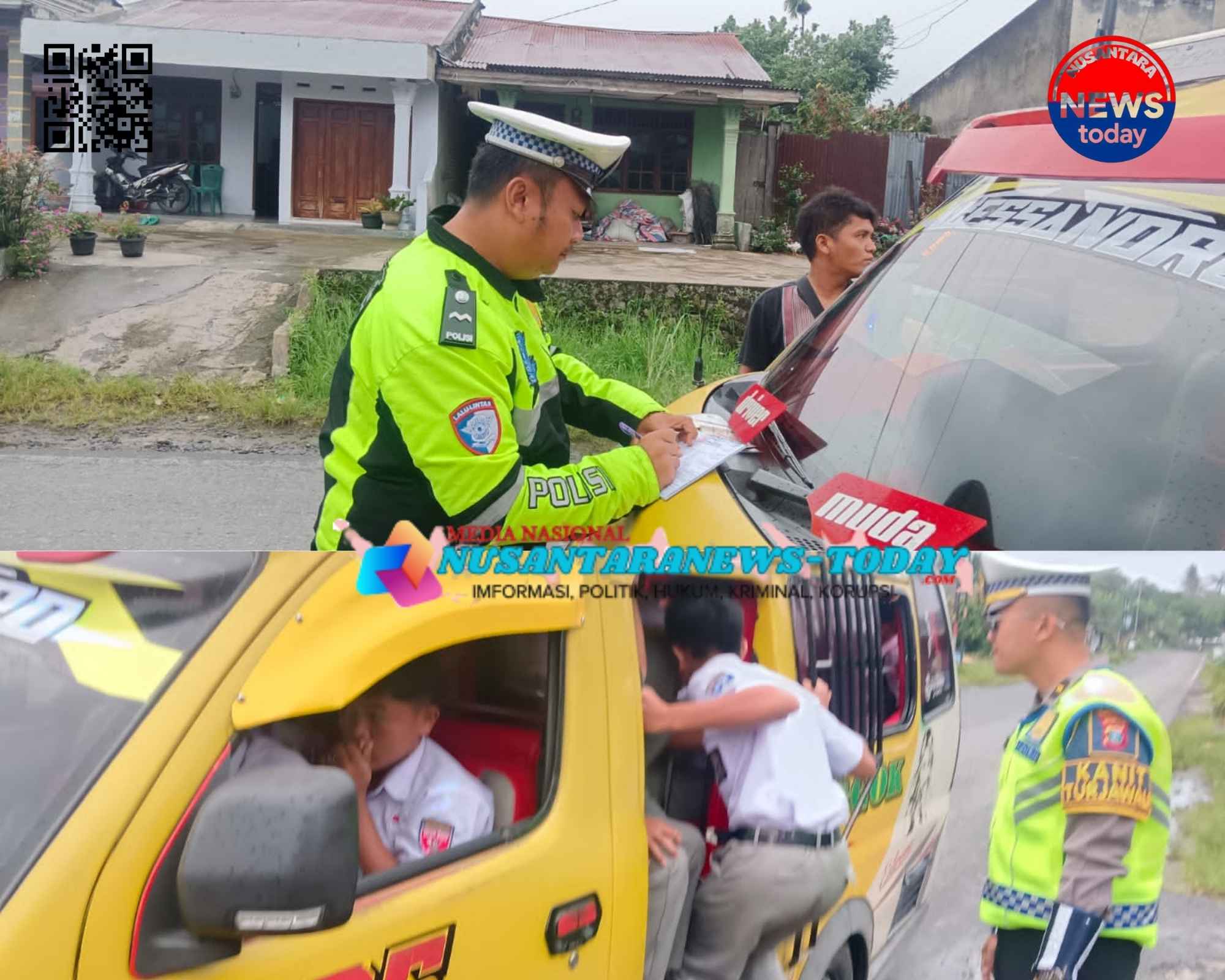 pol Satlantas Polres Simalungun Tertibkan Angkutan Umum Angkut Penumpang di Atas Kap Mobil
