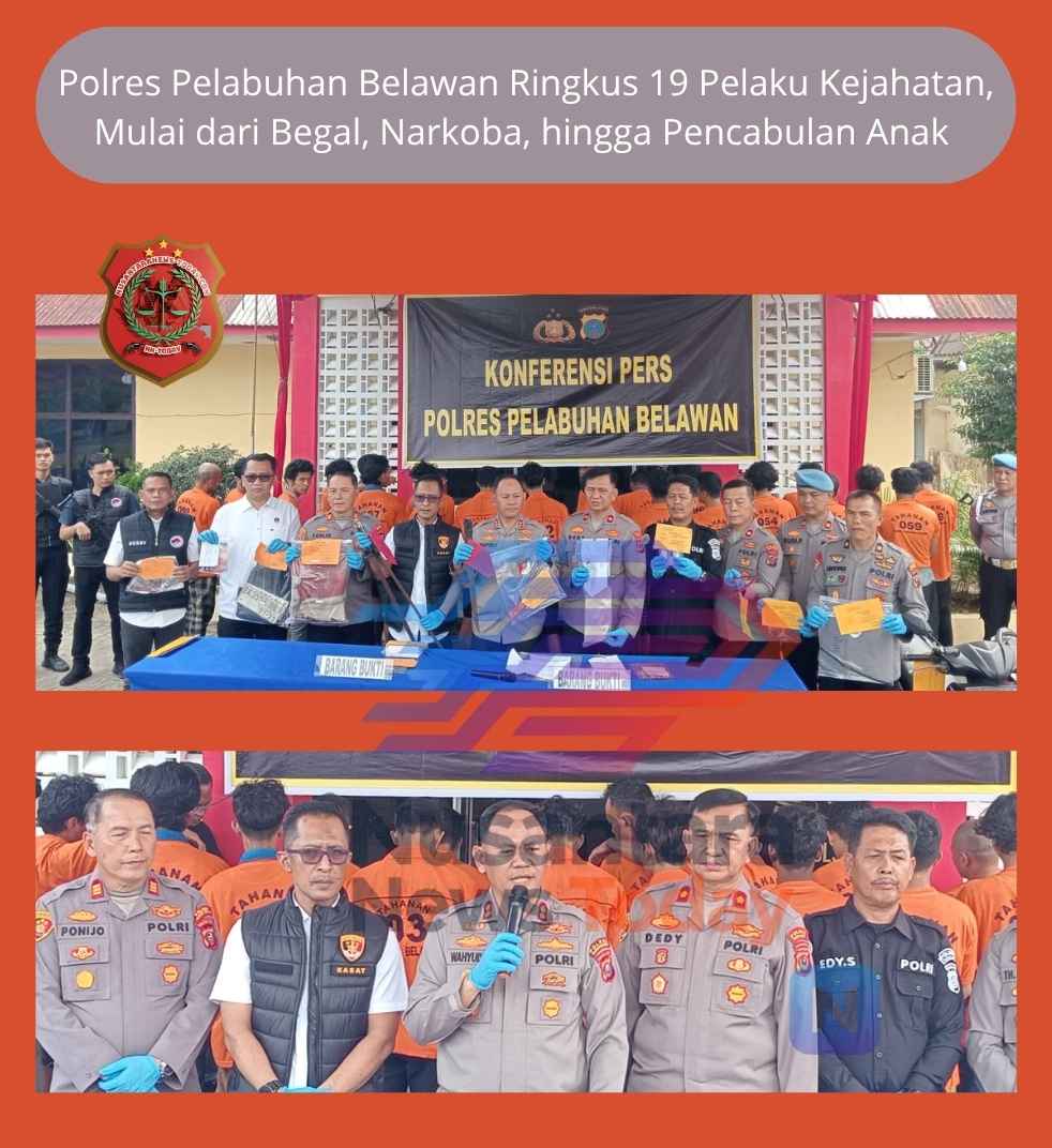 Polres Pelabuhan Belawan Ringkus 19 Pelaku Kejahatan, Mulai dari Begal, Narkoba, hingga Pencabulan Anak