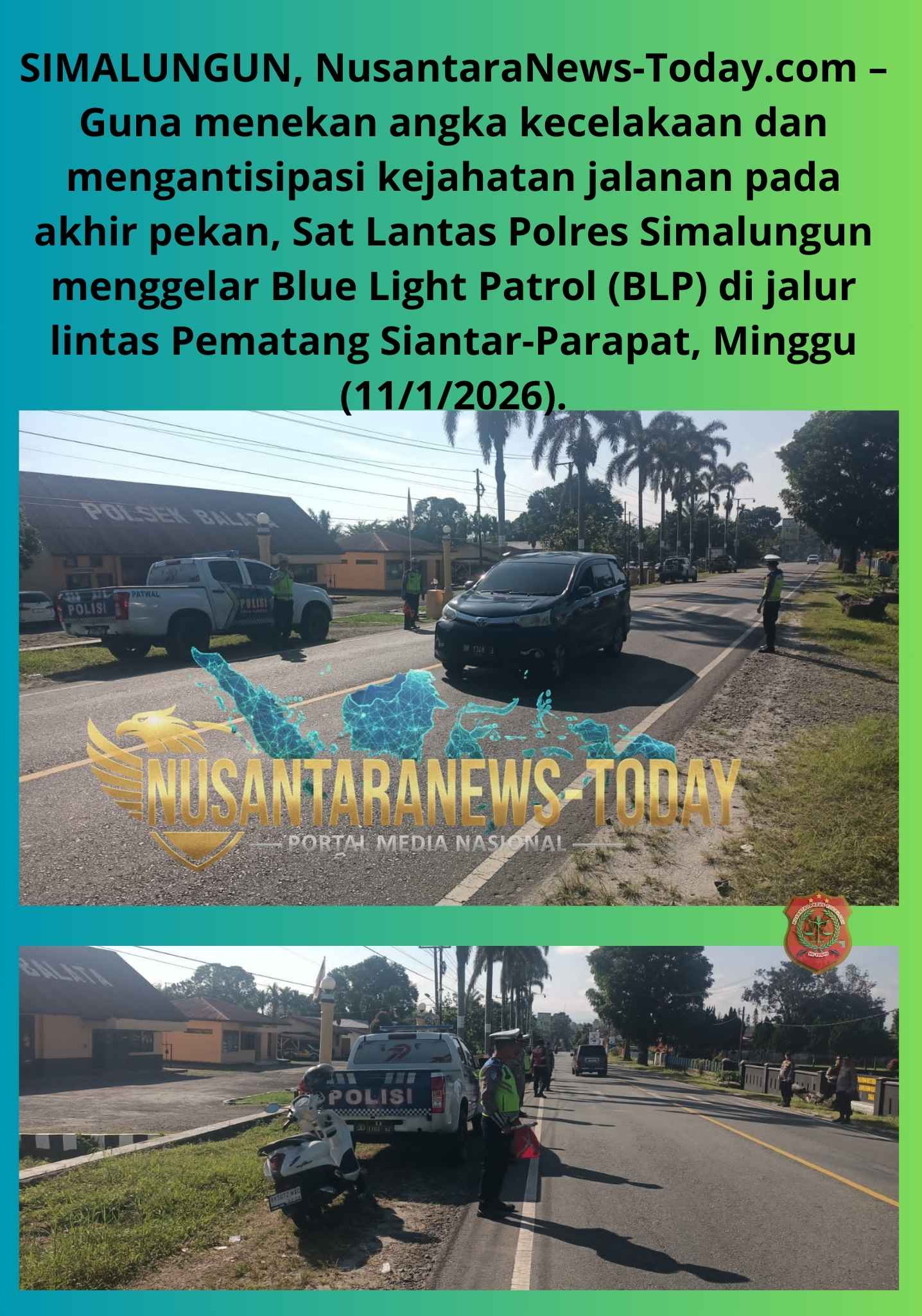 Sat Lantas Polres Simalungun Intensifkan Blue Light Patrol di Jalur Siantar-Parapat