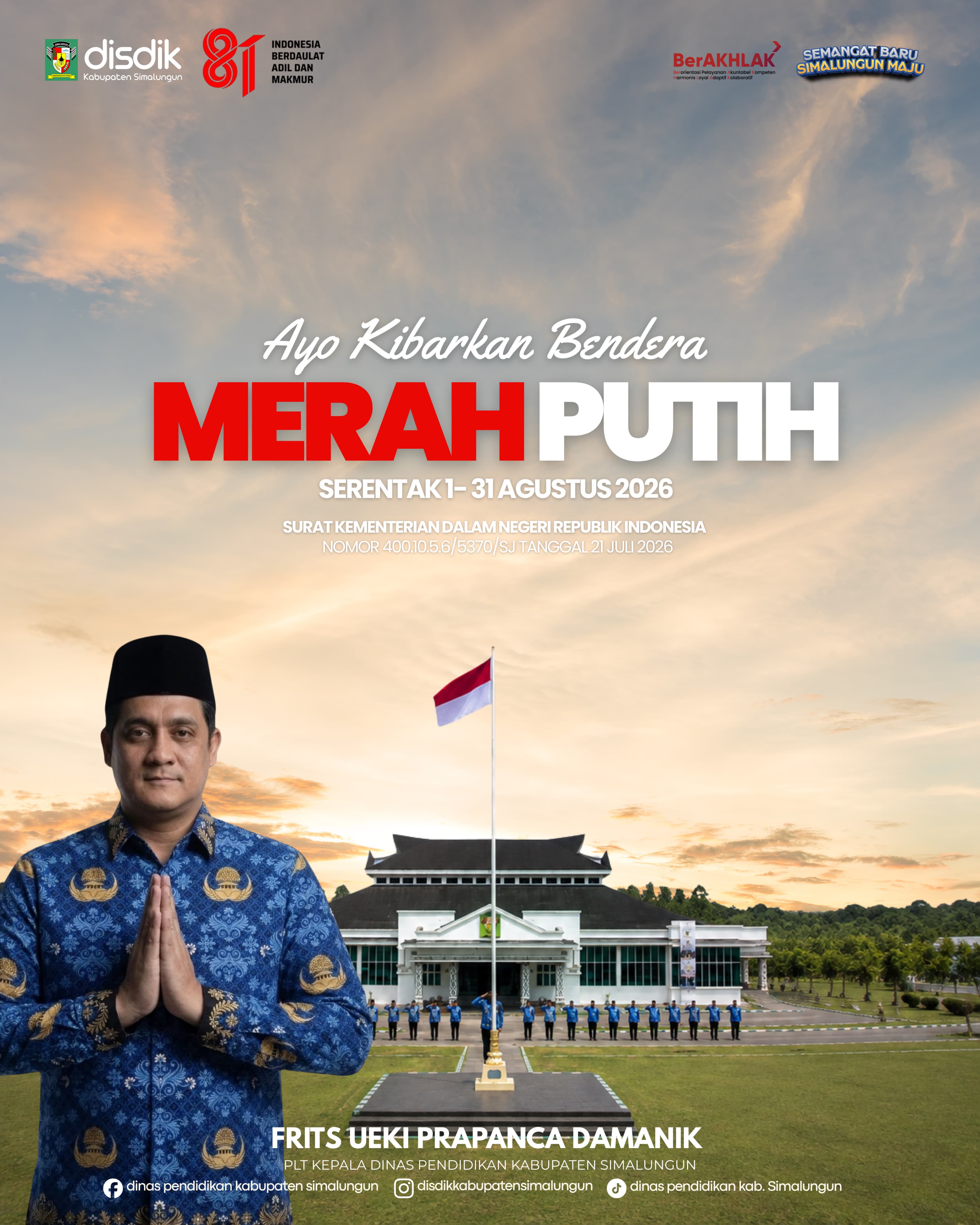 Disdik Simalungun Ajak Masyarakat Kibarkan Bendera Merah Putih Sepanjang Agustus 2026