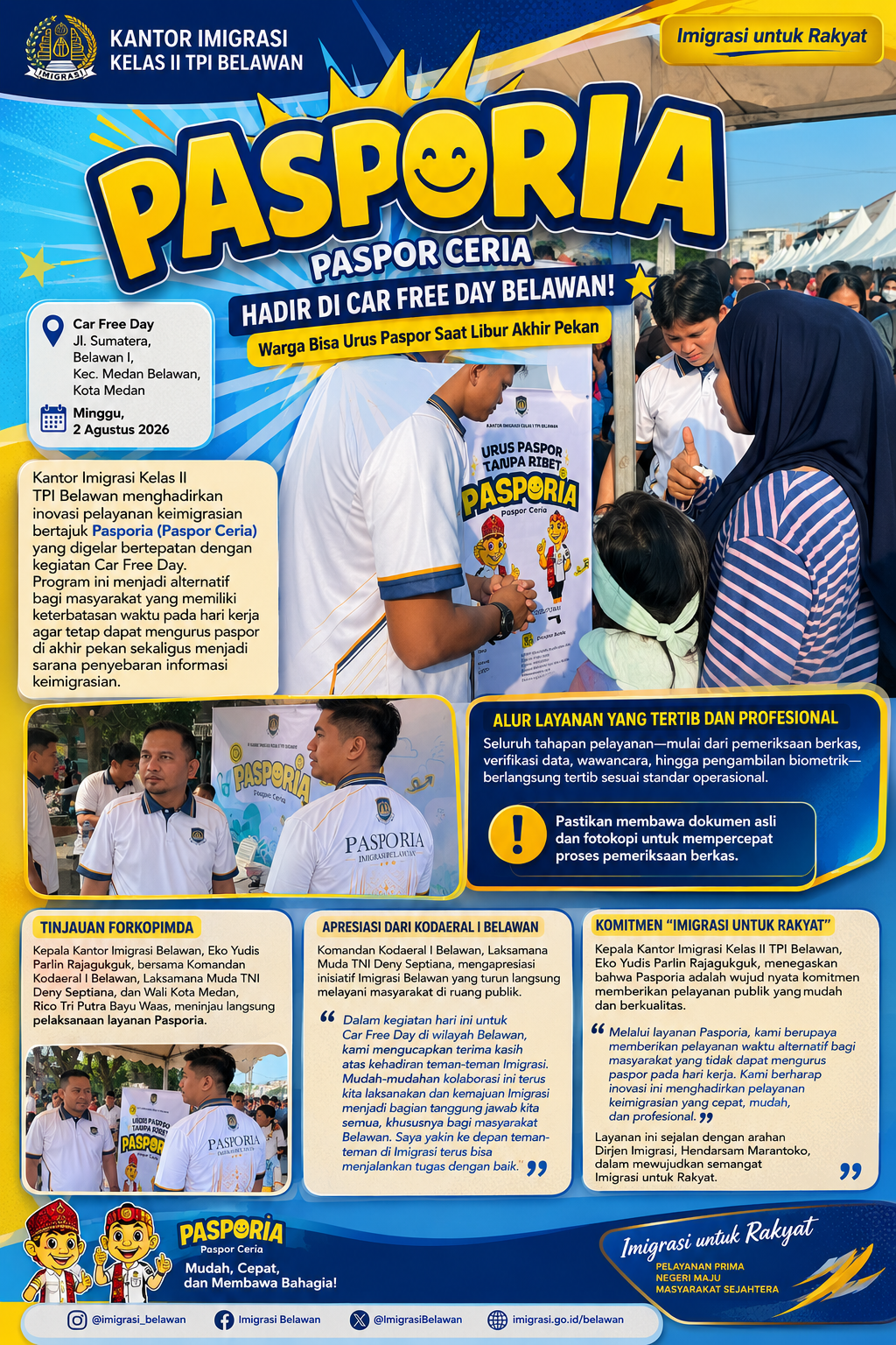 Imigrasi Belawan Luncurkan “Pasporia” di Car Free Day, Permudah Akses Paspor Akhir Pekan