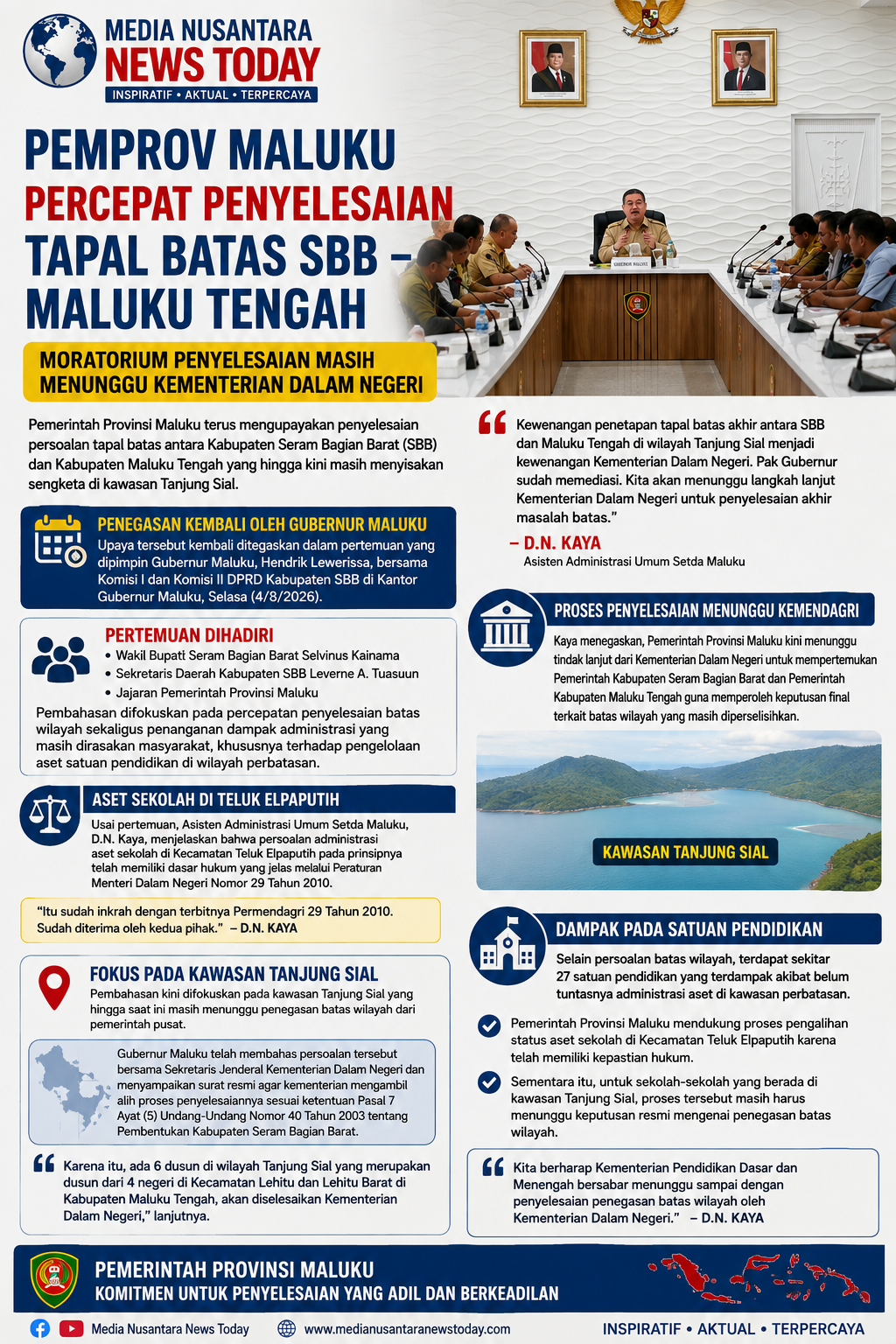 Pemprov Maluku Akselerasi Penyelesaian Tapal Batas SBB-Maluku Tengah, Kemendagri Diharap Ambil Alih