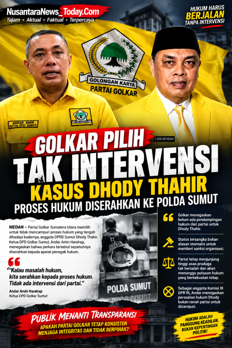 Golkar Pilih Tak Intervensi Kasus Dhody Thahir, Proses Hukum Diserahkan ke Polda Sumut