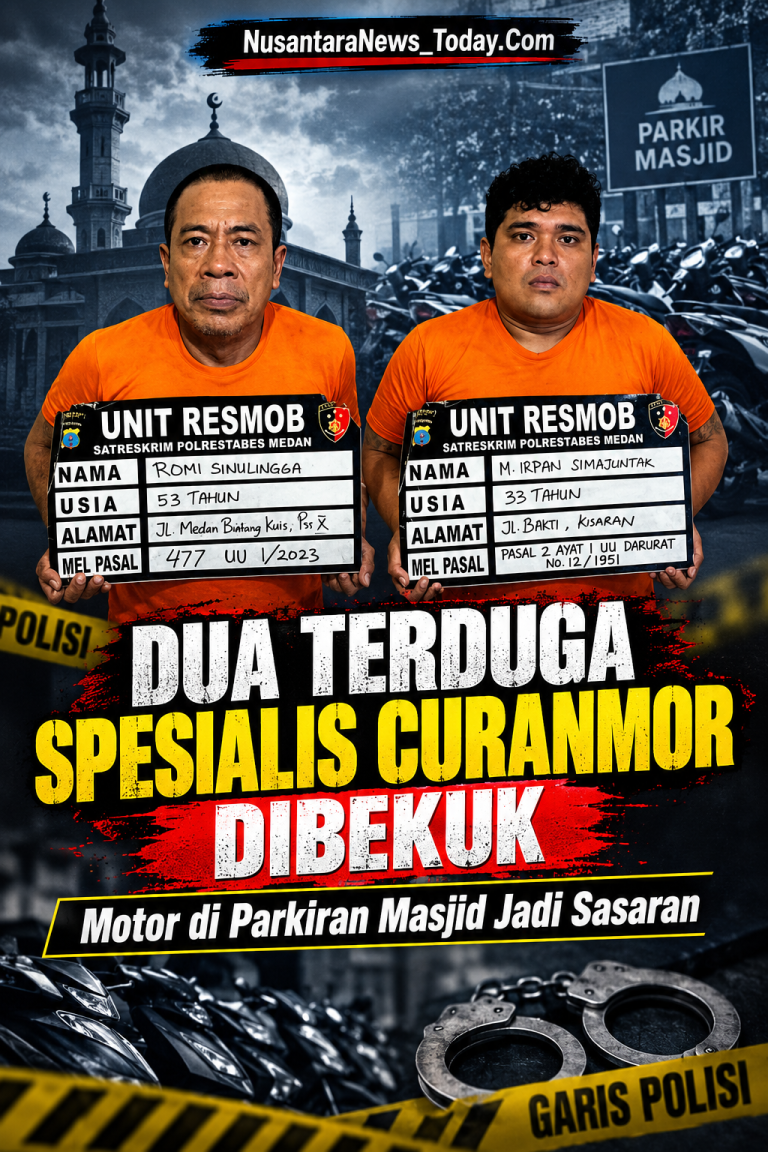 Parkiran Masjid Jadi Sasaran, Dua Terduga Spesialis Curanmor Dibekuk Polrestabes Medan