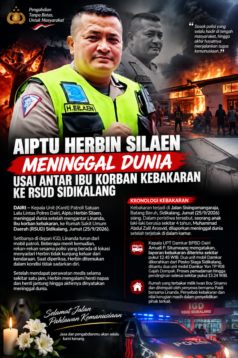 Di Balik Tugas Kemanusiaan, Aiptu Herbin Silaen Pergi Selamanya