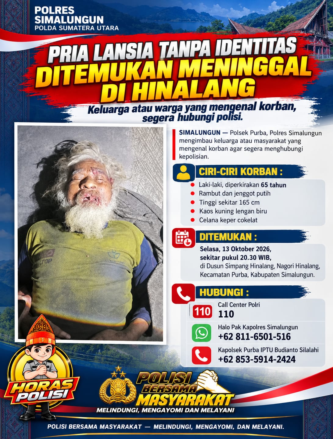 IMG-20261021-WA0004 Pria Lansia Tanpa Identitas Ditemukan Meninggal di Hinalang, Polsek Purba Imbau Keluarga atau Warga yang Mengenal Segera Hubungi Polisi