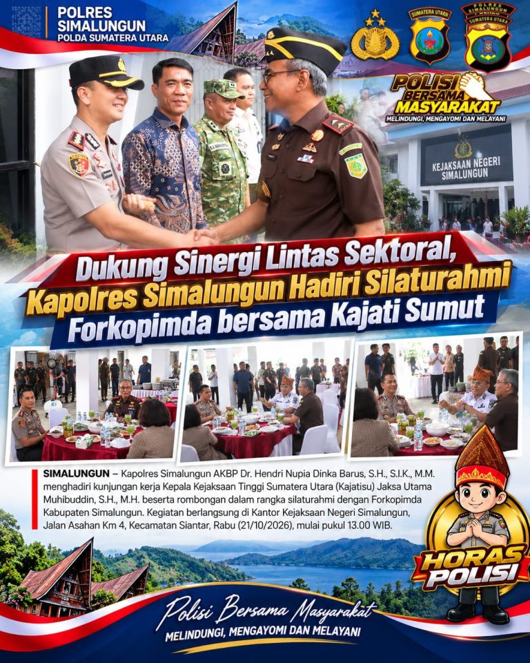 Dukung Sinergi Lintas Sektoral, Kapolres Simalungun Hadiri Silaturahmi Forkopimda bersama Kajati Sumut