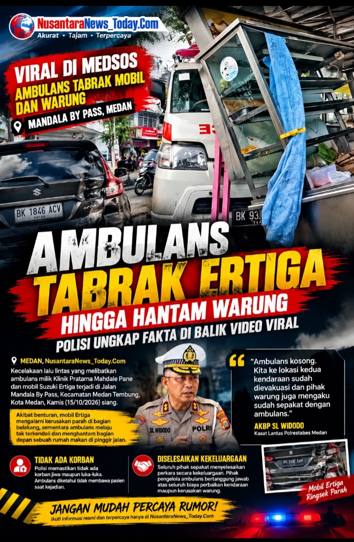Oplus_16908288 Ambulans Klinik Tabrak Ertiga hingga Hantam Warung di Medan, Polisi Ungkap Fakta di Balik Video Viral