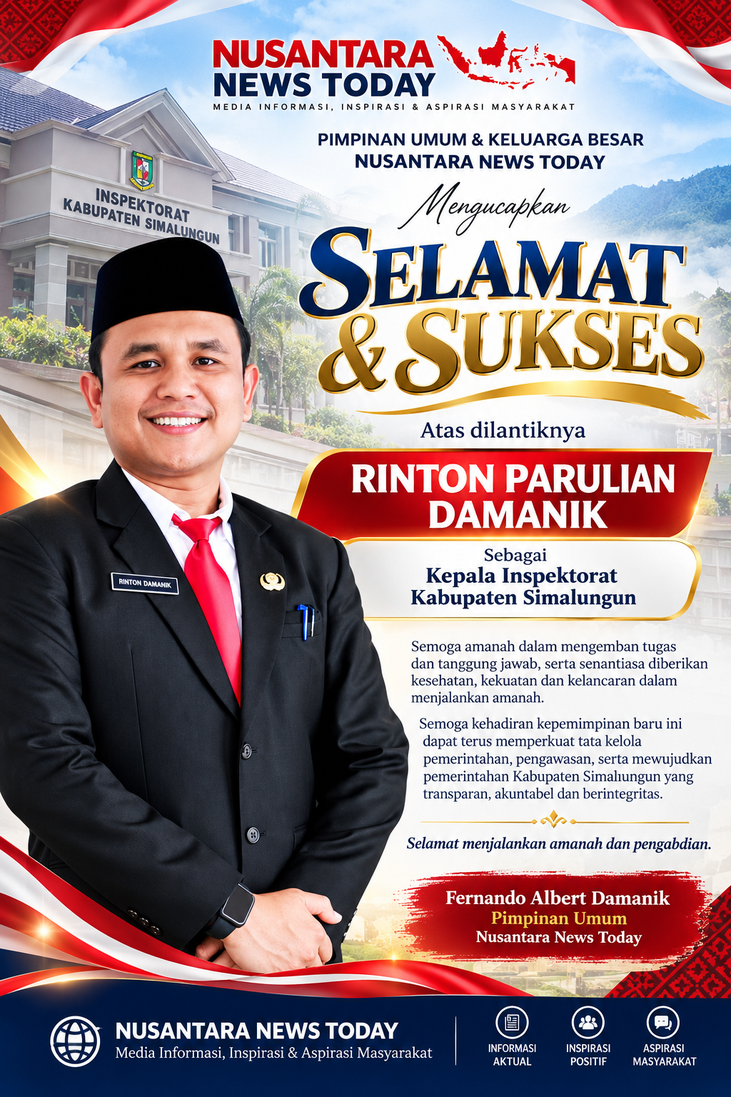 Selamat dan Sukses Rinton Damanik
